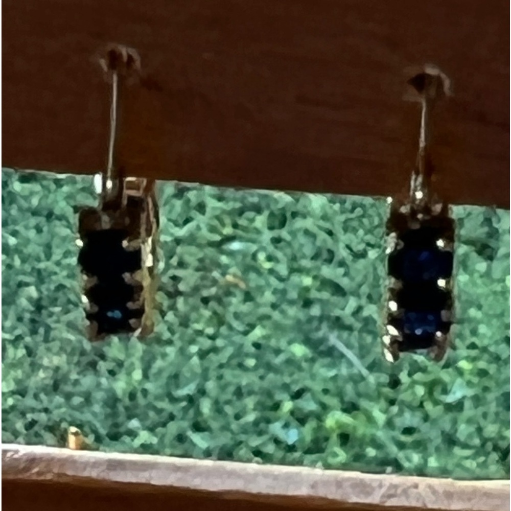 Small 14k gold sapphire hoops